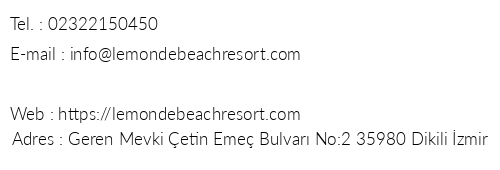 Le Monde Beach Resort telefon numaralar, faks, e-mail, posta adresi ve iletiim bilgileri
